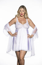 Shirley of Hollywood X3595 White 3 Piece Babydoll - Divine Silk