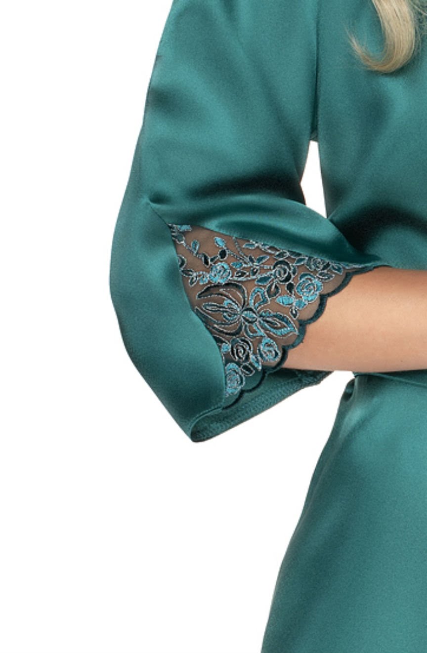 Irall Emerald Dressing Gown Green - Divine Silk