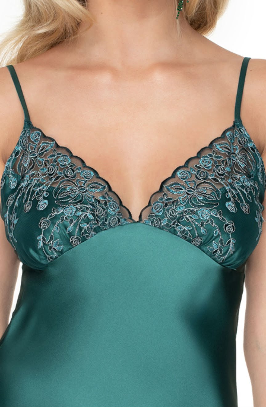 Irall Emerald II Nightdress Dark Green - Divine Silk