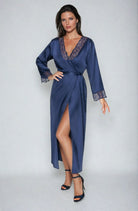 Irall Yoko Dressing Gown Navy Blue - Divine Silk