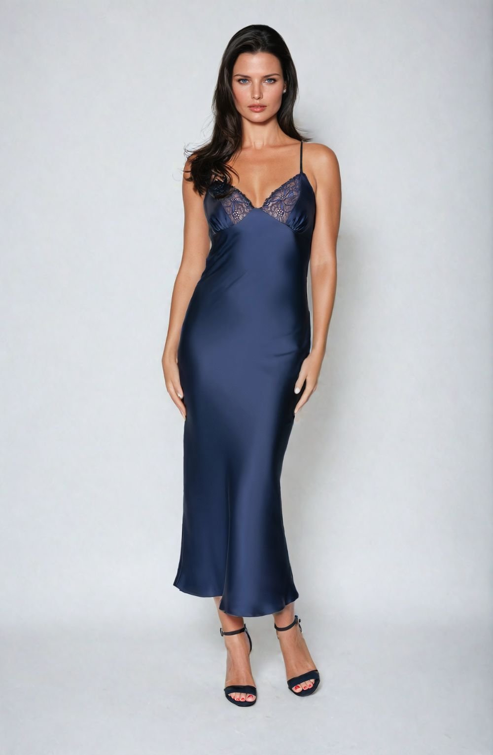 Irall Yoko Nightdress Navy Blue - Divine Silk