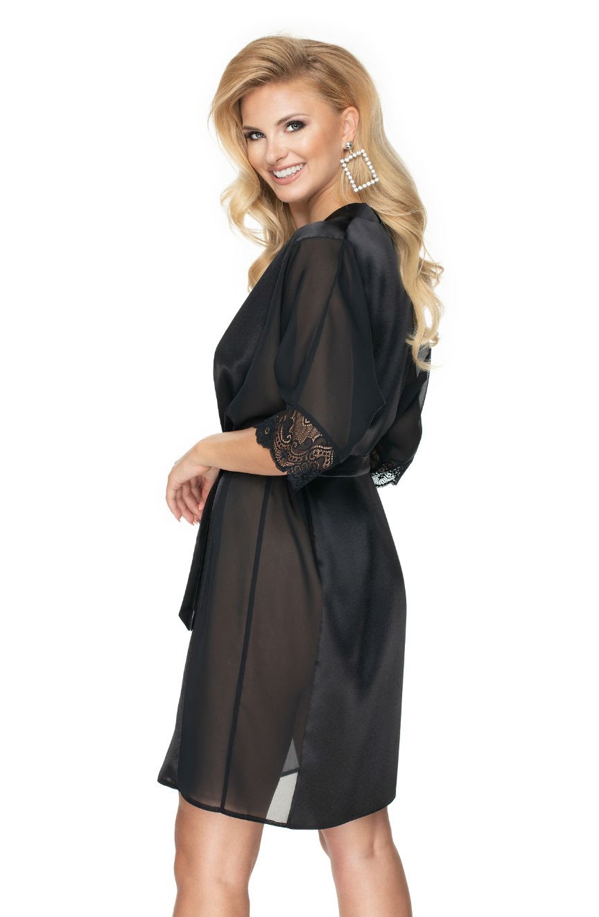 Irall Sharon Dressing Gown Black - Divine Silk
