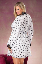Shirley of Hollywood X25799 Heart Print & Lace Robe - Divine Silk
