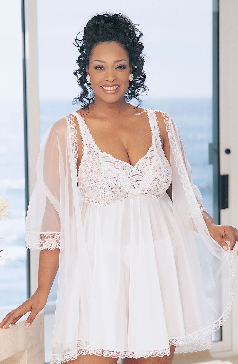 Shirley of Hollywood XX3595 Babydoll White - Divine Silk