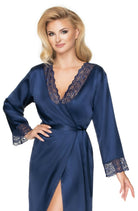 Irall Yoko Dressing Gown Navy Blue - Divine Silk